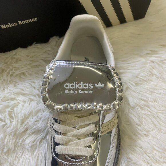 New Adidas Samba x Wales Bonner Silver Metallic Women Sneaker - Picture 7 of 10